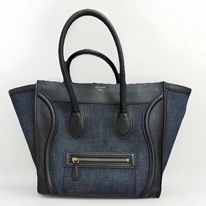 Vintage Celine Mini Luggage Tote in Indigo Denim